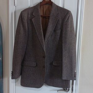 AUSTIN MANOR Hampshire WOOLMARK Union Herringbone Blazer Vintage Y2K